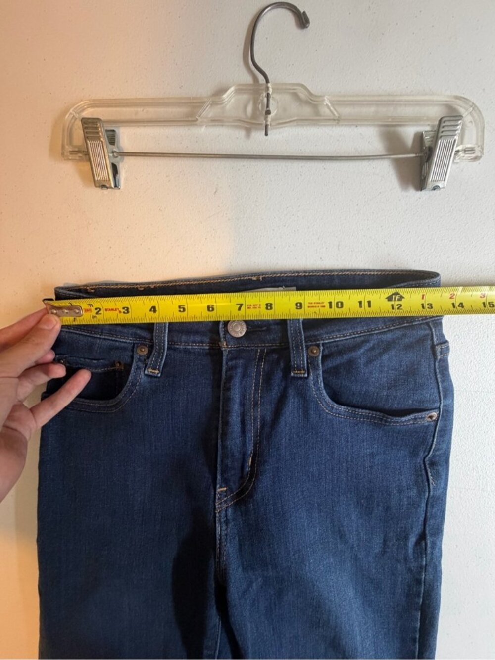 Levis 721 High Waisted Rise Skinny Jeans Stretchy Dark Wash Blue Denim size 26 - Picture 10 of 13